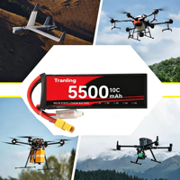 Baterai Lithium Ion Bersertifikat 5500mah 8000mah 6s 8S 12s 26.1V 52.2V untuk Sel Baterai FPV DRONE dan Perahu RC atau Mobil RC