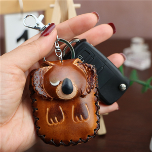 Portacarte in pelle bovina di prima qualità Xuerou, con ciondolo portachiavi, porta auricolari, simpatico e alla moda, fibbia a goccia d'acqua per <span class=keywords><strong>auto</strong></span> - Product Image 4