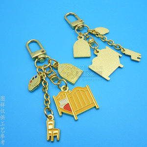 Porte-clés en métal Van Gogh, alliage de zinc, imitation or, forme irrégulière, cadeau d'affaires - Product Image 3