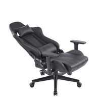 Chaise de jeu ergonomique pivotante personnalisée en cuir PU avec accoudoirs 3D réglables, vérin à gaz 4 positions, noire, inclinable et rafraîchissante