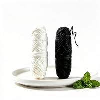 Fil dentaire végétalien biodégradable en recharges pour tube en bambou et bouteille en verre – Soin des dents au charbon de bambou et cire de candelilla naturelle