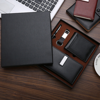 2025 nouveauté 4 en 1 hommes en cuir cadeau ensemble portefeuille porte-clés stylo cahier mariage et promotionnel agenda boîte