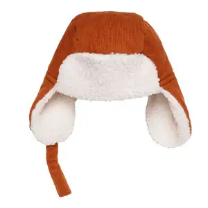 热卖儿童厚博格羊毛衬里耳罩帽子冬季仿皮草基本实心男童捕手