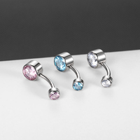 G23 Titane Lunette à filetage interne Zircon Piercing du nombril Anneaux de ventre Double Jewel Anneaux de nombril Bijoux de corps