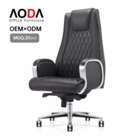 Chaise de bureau de direction AODA en cuir véritable, avec accoudoirs en bois réglables, design moderne et luxueux