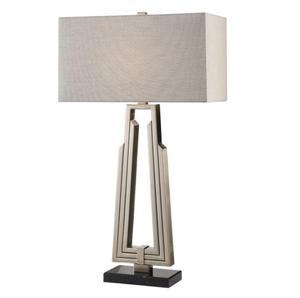 Lampe de table de bureau de style abstrait avec cadre en fer carré, or et noir, avec abat-jour en lin noir et port USB - Product Image 5