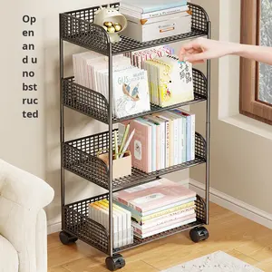 מתכת עמיד למים לעמוד ספרים מדף אחסון ספרים סופרמרקט להשתמש 5 מדפים גלגלים לילדים קריאה צעצוע נייד - Product Image 3