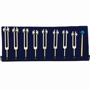 Kit de diapasons chakra 8-en-1 en gros, ensemble de diapasons de guérison sonore lestés avec pieds en caoutchouc de protection, sac en velours et marteau de percussion - Product Image 2