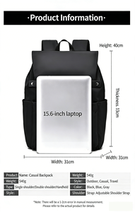 Mochila Ligera para Portátil, para Gimnasio y Entrenamiento al Aire Libre, Mochila Reciclada Ecológica, Bolso Universitario con Acolchado - Product Image 2