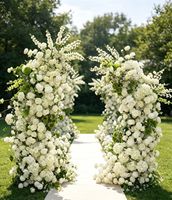 Arche de fleurs artificielles 5D faites à la main, blanches et vertes, en forme de corne, guirlande de roses en soie, toile de fond de mariage, Noël, Nouvel An, Fête des Mères