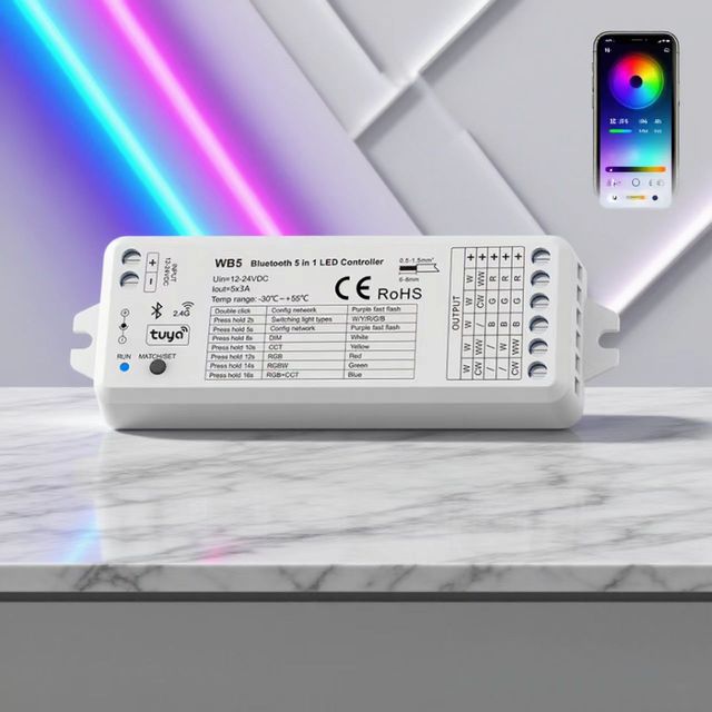 5in1 APP Remote WB5 WT5 WZ5 Controller 5-24v for White CCT RGB RGBW RGBCCT Led Strip 5-Year Warranty with TUYA ZIGBEE