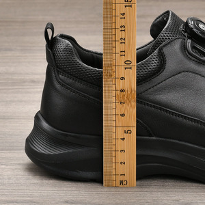 Men's Genuine Cow Leather Walking Shoes <b>Round</b> <b>Toe</b> Breathable Mesh Lining Rubber Outsole Low <b>Heel</b> Rotation Buckle Casual Sport - Product Image 4