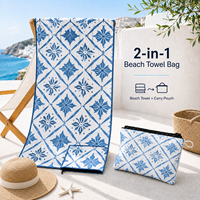Serviette de plage turque en microfibre rayée - Grande, de luxe, sans sable, motif gaufré