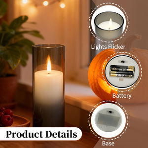 Candela a LED a pilastro media, senza fiamma, senza gocciolamento, con telecomando e timer, a batteria, antivento, grigia, sicura, all'ingrosso, di alta qualità - Product Image 3