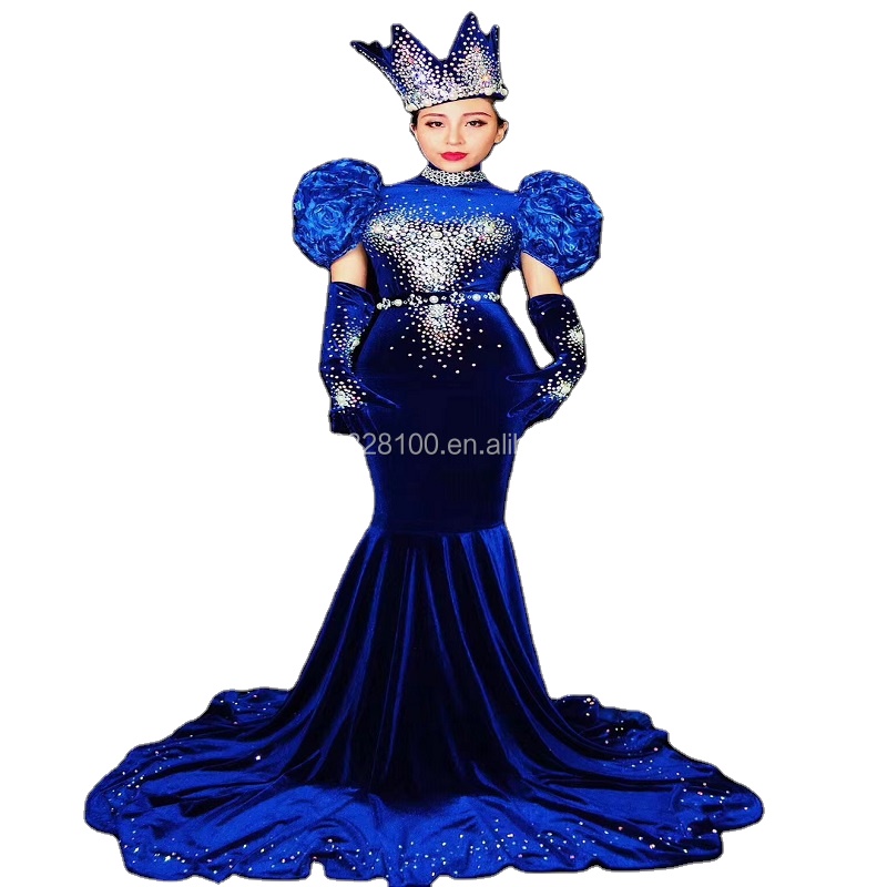 blue velvet dress costume Velvet Jewel Dance Costume – Dance Costumes Studio main image 1