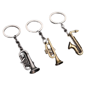 Mini Instruments <span class=keywords><strong>de</strong></span> musique porte-clés jouets mignons Saxe métal porte-clés musique <span class=keywords><strong>clarinette</strong></span> Saxophone corne cadeau voiture porte-clés bijoux cadeau - Product Image 1