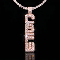 Pendentif Prénom Vertical Personnalisé Double Couche Lettres Gravées en Argent Sterling 925 avec Moissanite VVS Effet Givré – Collier Lettre