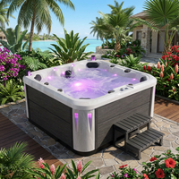 Jacuzzi Cuadrado para 4 Personas en Oferta, Piscina de Hidromasaje Familiar de Acrílico con Diseño Cuadrado para Uso en el Jardín