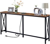 Table de console avec 2 prises et 2 ports USB, table d'entrée extra longue, table de canapé étroite pour salon