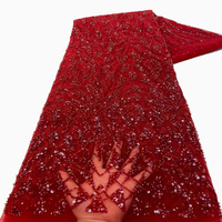 Tissu de dentelle de mariage brodé de sequins NI.AI en polyester avec perles scintillantes et sequins, magnifique tissu de dentelle nuptiale