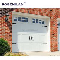 Portes de garage en aluminium de style Bridgeport personnalisées Rogenilan avec fenêtres en plexiglas supérieures porte coulissante de cour sur rail