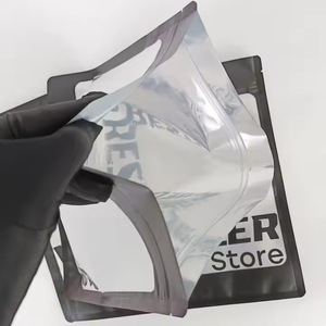 Bolsas resellables de Mylar negras impresas personalizadas Cable de datos para auriculares Bolsa con cremallera con sello lateral tres con ventana - Product Image 5