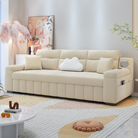 P3 # Canapé-lit multifonctionnel moderne 0618, 3 places, extensible, pliable, inclinable, fonction de couchage, dossier capitonné, cadre en métal