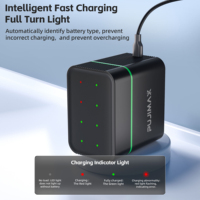 Chargeur de piles AA rapide PUJIMAX à 8 emplacements, étui de rangement et de charge portable, piles AA Li-ion rechargeables haute capacité 4255 mWh 1,5 V