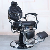 Fauteuil de Barbier Professionnel Entièrement Noir pour Hommes, Style Rétro, Cadre Robuste, pour Salon de Coiffure et Barbier (Vente en Gros)