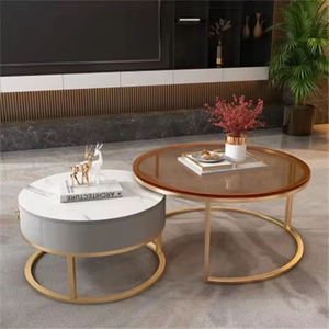 Tavolino da Salotto Rotondo in Vetro Effetto Pietra Nordico 2025 - Arredamento Moderno Minimalista di Lusso Leggero - Product Image 4