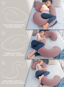 Almohada de Embarazo Refrescante de 58 Pulgadas, Almohada de Maternidad con Funda de Algodón Suave en Forma de C para Dormir Durante el Embarazo - Product Image 5