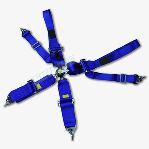 Ceinture de sécurité universelle 4 points/5 points/6 points pour voiture, ceinture de sécurité de voiture à verrouillage automatique, harnais de couleur bleu/noir/rouge - Product Image 1