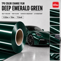 Film de protection de peinture (PPF) en TPU vert émeraude profond brillant 1,52*15m 7,5 mil, effet mousse de pin de la jungle, pour voiture