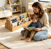 Étagère à livres Montessori en bambou pour enfants avec poignées, bibliothèque double face à 4 niveaux pour chambre d'enfant, salle de jeux, salle de classe