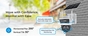 4G Mini PT Solar Security Camera Dual Lens 360° Pan Rotation Fixed Lens AI Outdoor <b>Wireless</b> <b>CCTV</b> Camera - Product Image 4