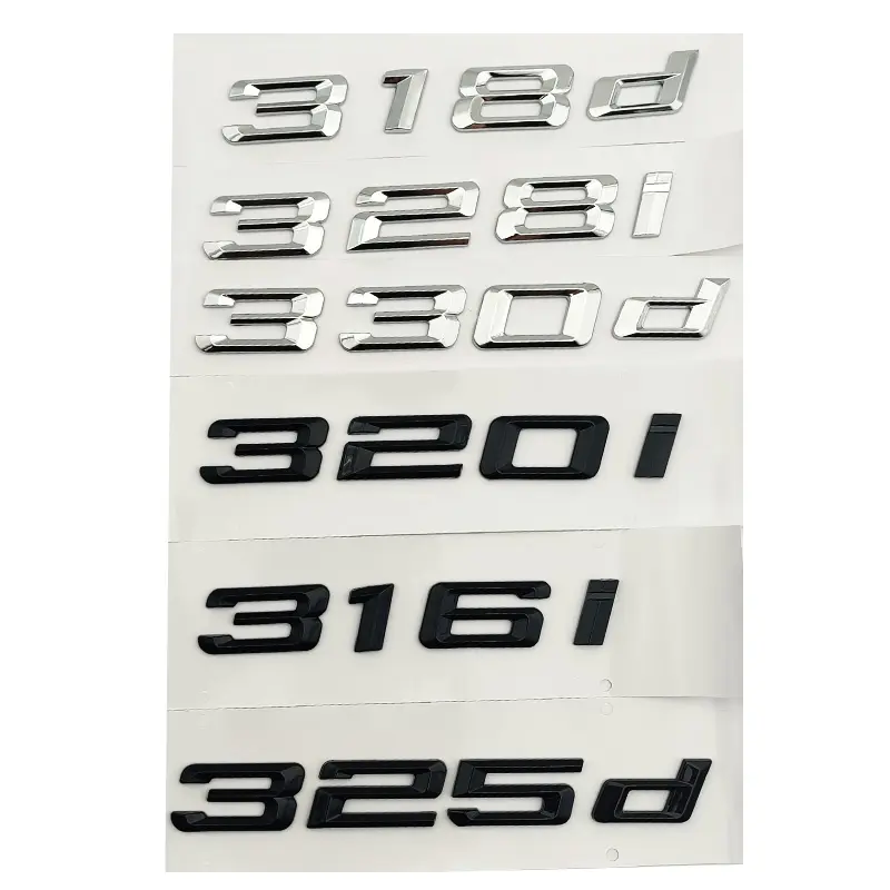 Emblem Bagasi Belakang Mobil ABS 3D Lencana Huruf Krom Hitam untuk BMW 320i 320d 318i 318d 325i 325d 330i