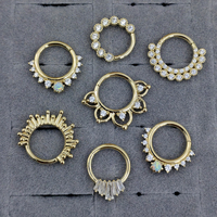 Boucles d'oreilles en or massif 14 carats, piercings en or massif, anneaux segmentés à charnière, piercings corporels, bijoux en gros, anneaux de nez