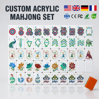 Lot de tuiles de mahjong américaines en acrylique, 160 pièces, logo personnalisé, 32/36 mm, finition brillante, gravées, prix direct usine, avec supports