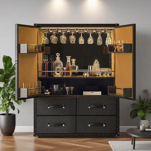 Armoire de designer nordique - Meuble à <span class=keywords><strong>vin</strong></span> en bois massif de luxe italien pour villa de luxe avec <span class=keywords><strong>casier</strong></span> en cuir - Product Image 2