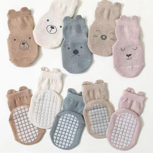 Simplement mignon ours unisexe chaud épais printemps automne hiver tout-petits <span class=keywords><strong>antidérapant</strong></span> équipage coton peigné cheville chaussettes avec pinces - Product Image 2
