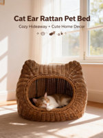 Coussin de lit pour animaux de compagnie en rotin moderne, nid fait main, choix idéal pour chats et chiens, motif animal, respirant, écologique, imperméable