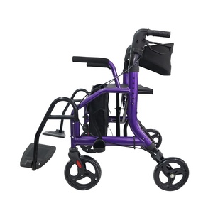 <span class=keywords><strong>Deambulatore</strong></span> Rollator in Alluminio <span class=keywords><strong>con</strong></span> Sedile Trasportabile, Pieghevole a Quattro Ruote, Ausilio per la Mobilità Anziani <span class=keywords><strong>con</strong></span> Poggiapiedi Rimovibile e <span class=keywords><strong>Freno</strong></span> <span class=keywords><strong>di</strong></span> <span class=keywords><strong>Stazionamento</strong></span> Manuale - Product Image 2