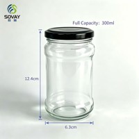 Pot en verre transparent multifonctionnel de 300 ml à col fileté, haut et fin, pour la maison et la vente en gros commerciale