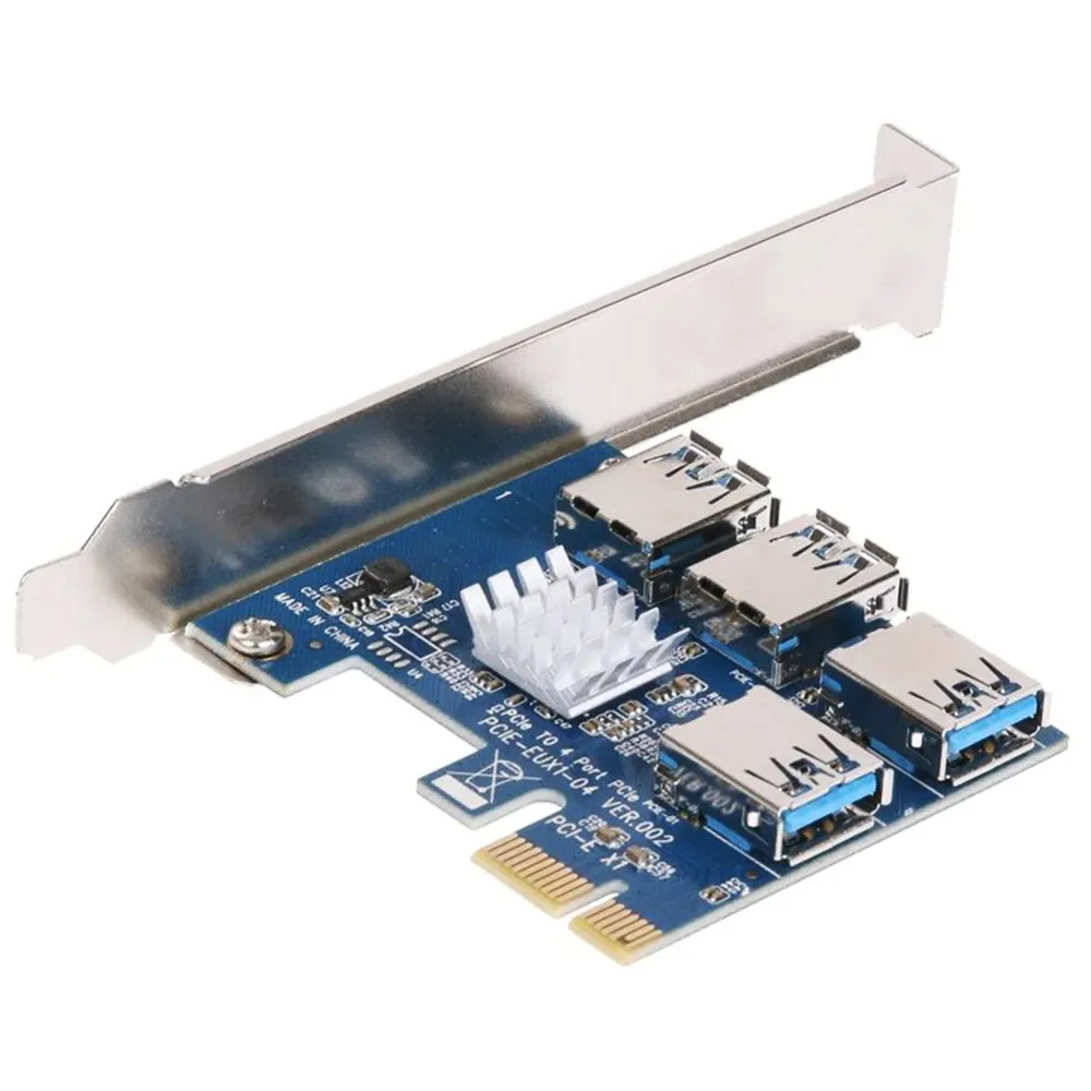 1 to 4 pcie Card Adapter 4 Port USB3.0 Riser Card PCI-E 1 to 4 PCI Express 16X Slot External Adapter