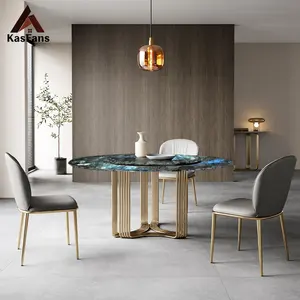 Mid Century Style Round Dining Table High Quality Marble Dining Board Elegant Rotating Eating Table Sets Reception Decoration