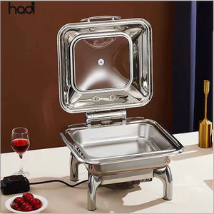 Réchaud à alcool rectangulaire en acier inoxydable de 9 qt argenté avec fenêtre pour buffet Réchaud à alcool Réchaud à friture - Product Image 2