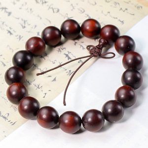 Ling Gusi Indian Rosewood <b>Bracelet</b> 12mm Single Loop Unisex Religious Ceremony Beads <b>Red</b> Wood Ball Shape - Product Image 2