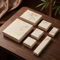 Kotak Perhiasan Cetak Bambu Emas Gaya Cina Set Kotak Penyimpanan Perhiasan Elegan Kotak Kertas Mewah