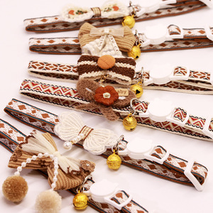 <span class=keywords><strong>Collar</strong></span> para Mascotas con Hebilla de Seguridad, Diseño de Lazo Marrón, Cuentas Colgantes, Encaje, Dibujos Animados, para Gatos - Product Image 2