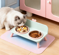 Bol pour animaux de compagnie surélevé en acier inoxydable PP, solide, écologique, durable, élégant, imperméable, antidérapant, anti-renversement, double bol pour chats et chiens
